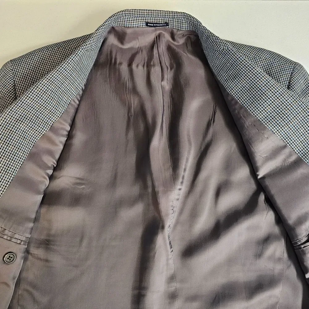 Lauren Ralph Lauren Houndstooth Sport Coat Blazer Mens Size 44R 2 Button EUC‎